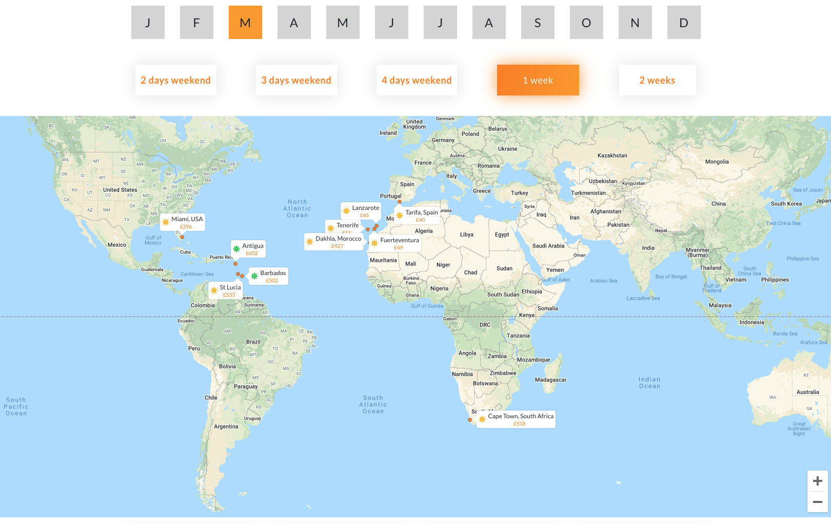 Kite trips map